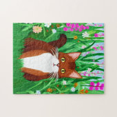 Puzzle Petit gingembre Kitty Brown dans un champ de fleur (Horizontal)