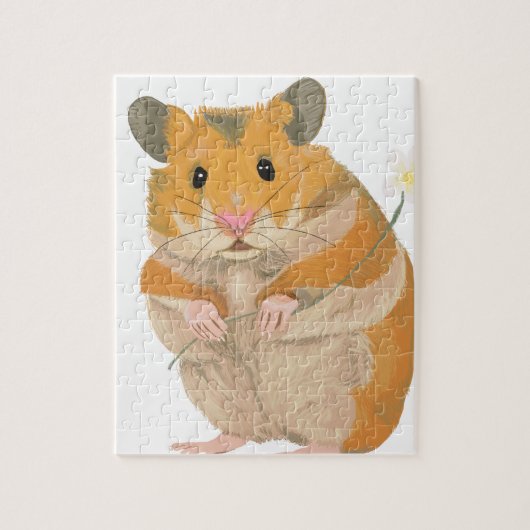 Puzzle Petit Hamster mignon tenant une fleur (Vertical)