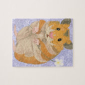 Puzzle Petit Hamster mignon tenant une fleur (Horizontal)