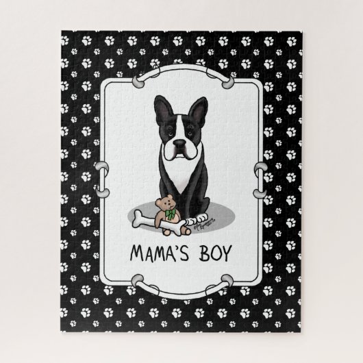 Puzzle Petit Mama's Boy Boston Terrier (noir) (Vertical)