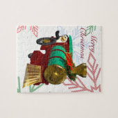 Puzzle Petit manchot de dessin animé et train de Noël (Horizontal)