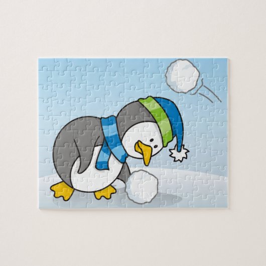 Puzzle Petit manchot obtenant une boule de neige (Horizontal)