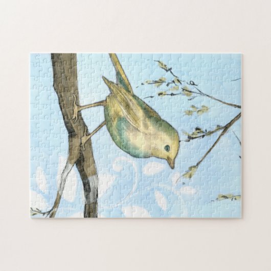 Puzzle Petit oiseau jaune perché sur une branche Recherch (Horizontal)