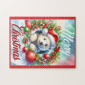 Puzzle Petit Ours Polaire Joyeux Noël Enfant (Horizontal)