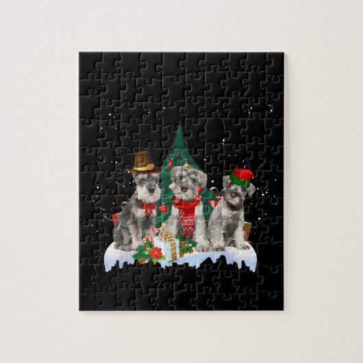 Puzzle Petit Schnauzer de Noël chien (Vertical)