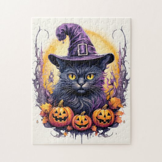 Puzzle Petite Chatte Féérique Chaton Sorcière (Vertical)