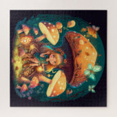 Puzzle Petite elve de fille parmi les champignons (Horizontal)