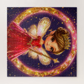 Puzzle Petite Fée Mignonne en robe rouge (Horizontal)