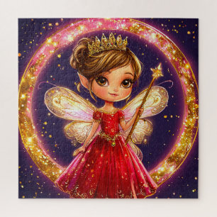 Puzzle Petite Fée Mignonne en robe rouge