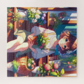 Puzzle Petite fille Anime tenant un Plante (Horizontal)