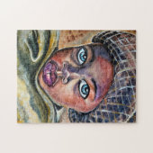 Puzzle Petite fille aux yeux bleus avec Casquette - Aquar (Horizontal)