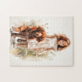 Puzzle Petite fille avec Setter irlandais (Horizontal)