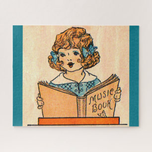 Puzzle Petite fille des années 1920 avec livre de musique