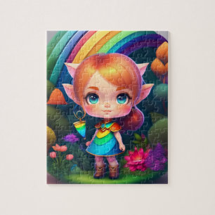Puzzle Petite fille Elfe Colorée Avec Arc En Ciel