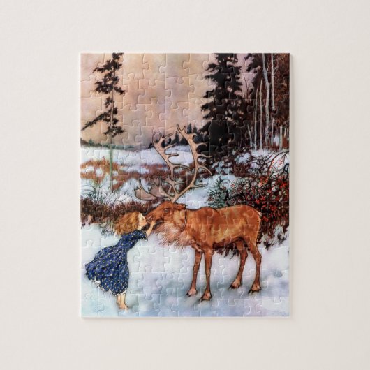Puzzle Petite Fille et Élan (Vertical)