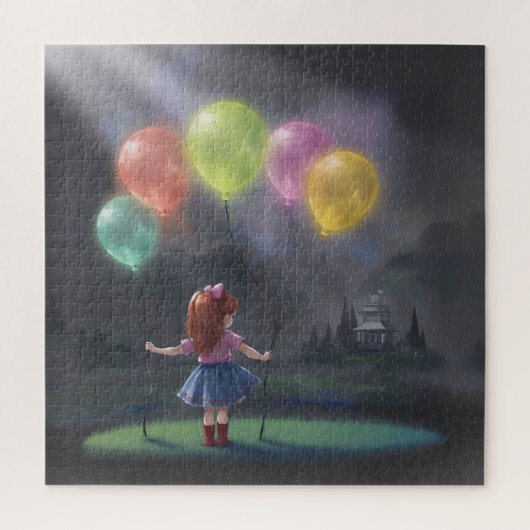 Puzzle Petite fille mignonne avec des ballons (Vertical)