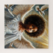 Puzzle Petite fille noire Ange avec Afro (Horizontal)