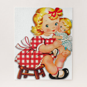 Puzzle Petite fille retro vintage poupée