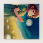 Puzzle petite fille rêveuse dans le champ d'été (Horizontal)