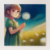 Puzzle petite fille rêveuse dans le champ d'été (Vertical)