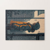 Puzzle Petite fille solitaire reste sous la pluie à côté  (Horizontal)