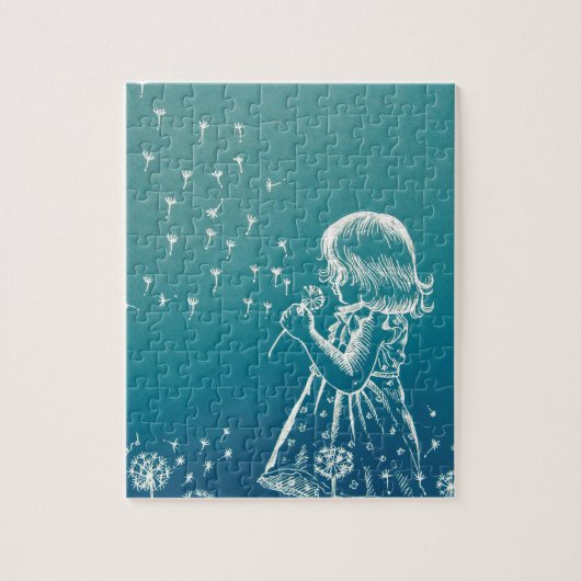 Puzzle Petite fille soufflant sur un pissenlit (Vertical)