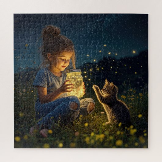 Puzzle Petite Fille Tenant un Pot de Lucioles (Vertical)