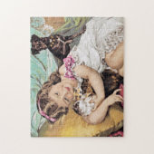 Puzzle Petite fille vintage avec chatons et chien (Vertical)