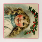 Puzzle Petite fille vintage avec mistletoe (Horizontal)