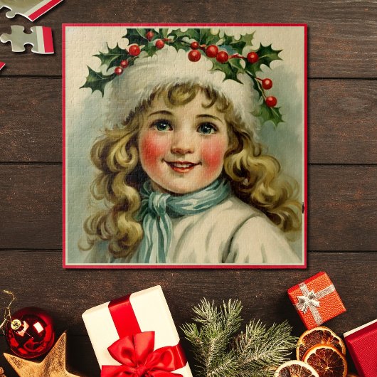 Puzzle Petite fille vintage avec mistletoe