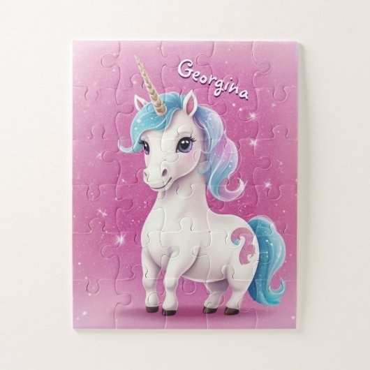 Puzzle Petite Parties scintillant Unicorne Personnalisé E (Vertical)