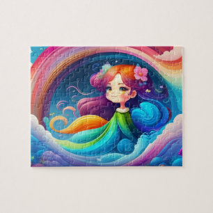 Puzzle Petite Princesse Colorée Avec Arc En Ciel