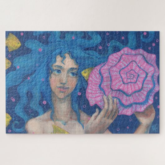 Puzzle Petite Sirène, Art D'Imaginaire Sous-Marin, Bleu R (Horizontal)