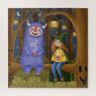 Puzzle Petite Sorcière & Théâtre de Goule en Forêt énigma