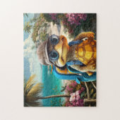 Puzzle Petite Tortue Aventurière Mignonne avec Sac à Dos, (Vertical)