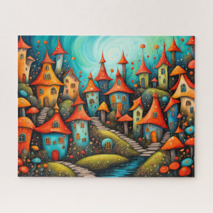 Puzzle petite ville de conte de fée fantastique