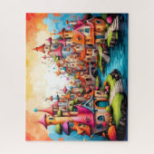 Puzzle petite ville de conte de fées d'imaginaire (Vertical)