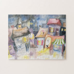 Puzzle Petite ville la nuit