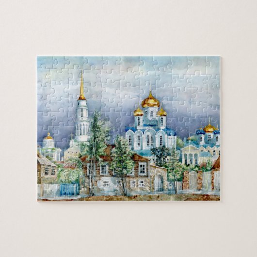 Puzzle Petite ville orthodoxe Zadonsk aquarelle (Horizontal)