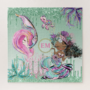 Puzzle Petites sirènes géantes sous le monogramme marin P