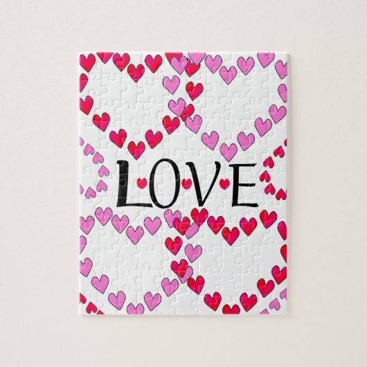 Puzzle Petits coeurs rose rouge AMOUR (Vertical)