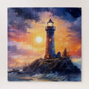 Puzzle phare aquarelle