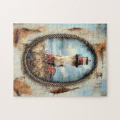 Puzzle Phare Art avec bordure en corde (Horizontal)