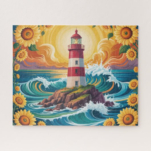 Puzzle Phare avec tournesols (Horizontal)