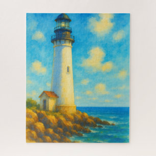 Puzzle Phare d'Aquarelle Lumineuse Côtière Rive Rocheuse