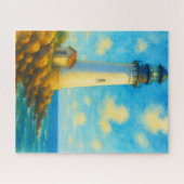 Puzzle Phare d'Aquarelle Lumineuse Côtière Rive Rocheuse (Horizontal)