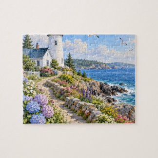 Puzzle Phare de bord de mer Hydrangea Jardin côtier