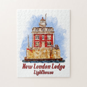 Puzzle Phare de New London Ledge aquarelle Connecticut