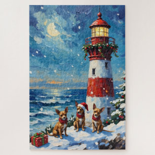 Puzzle Phare de Noël de Chihuahua Vacances