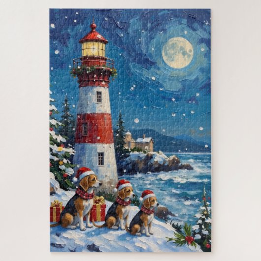 Puzzle Phare de Noël pour vacances de Beagle (Vertical)
